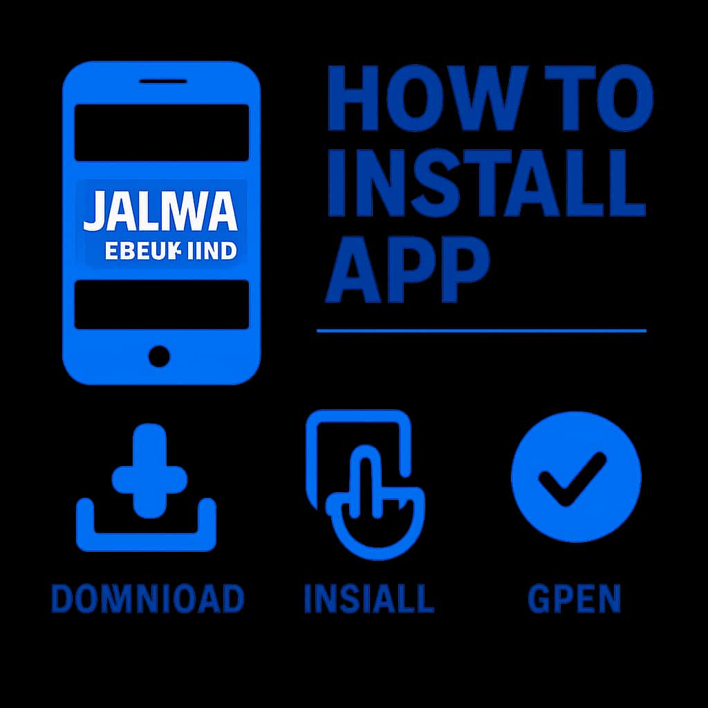 Diagram illustrating the installation process for Jalwa Lottery app.