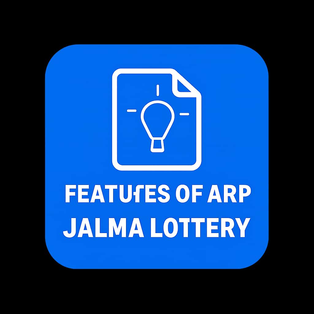 A badge illustrating the key features of the Jalwa Lottery App.