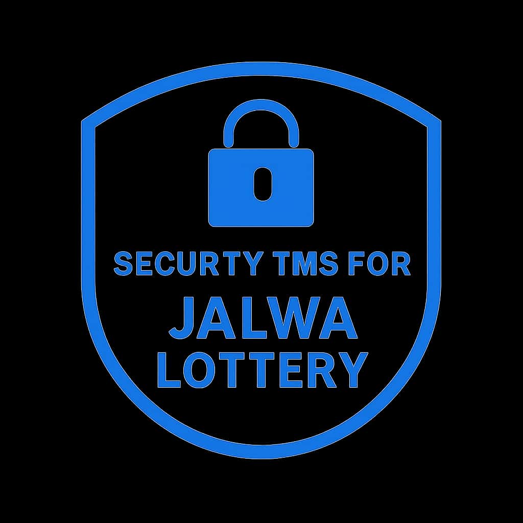 A simple badge design representing security tips for the Jalwa Lottery app.